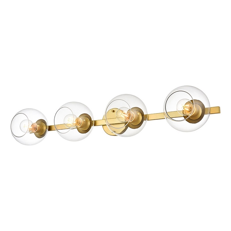 Living District Rogelio 4-Light Iron & Glass Bath Sconce in Brass/Clear