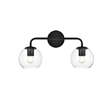 Living District Genesis 2-Light Iron & Glass Bath Sconce in Black/Clear