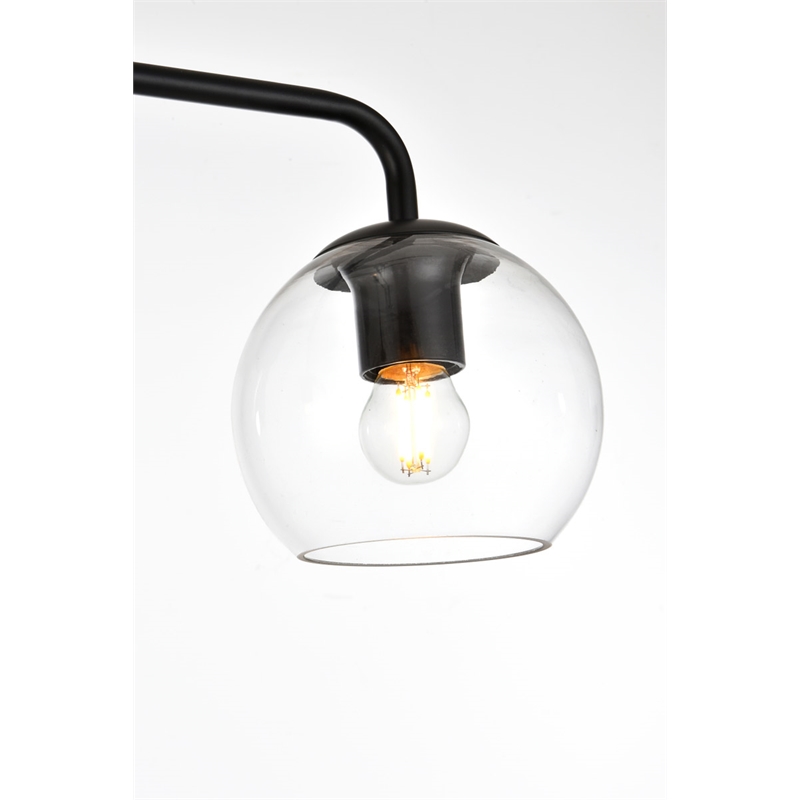 Living District Genesis 2-Light Iron & Glass Bath Sconce in Black/Clear