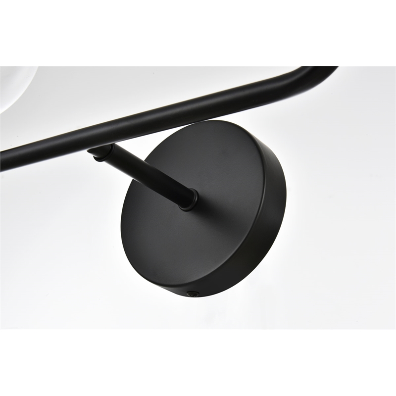 Living District Genesis 2-Light Iron & Glass Bath Sconce in Black/Clear