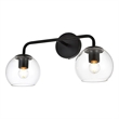Living District Genesis 2-Light Iron & Glass Bath Sconce in Black/Clear