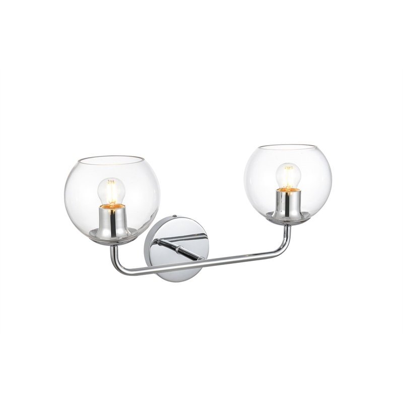 Living District Genesis 2-Light Iron & Glass Bath Sconce in Chrome/Clear