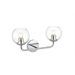 Living District Genesis 2-Light Iron & Glass Bath Sconce in Chrome/Clear