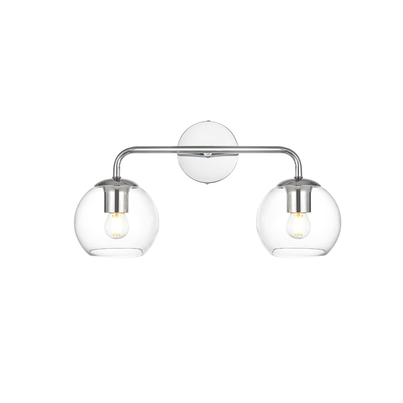 Living District Genesis 2-Light Iron & Glass Bath Sconce in Chrome/Clear