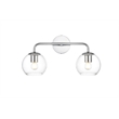 Living District Genesis 2-Light Iron & Glass Bath Sconce in Chrome/Clear
