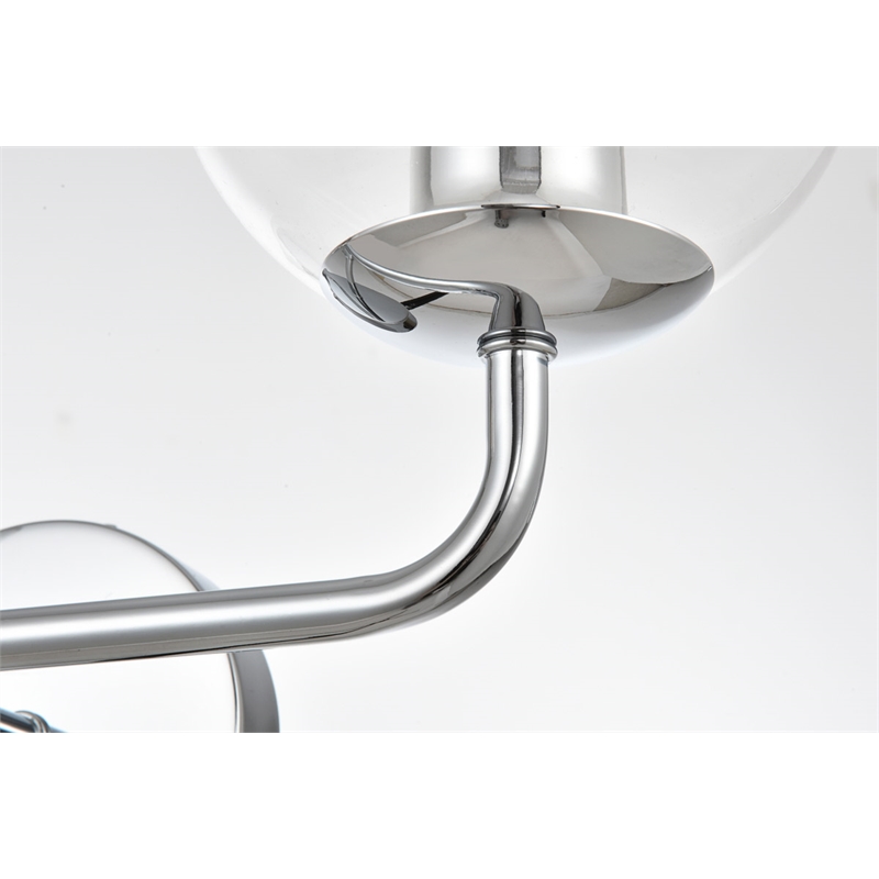 Living District Genesis 2-Light Iron & Glass Bath Sconce in Chrome/Clear