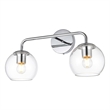 Living District Genesis 2-Light Iron & Glass Bath Sconce in Chrome/Clear