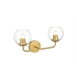 Living District Genesis 2-Light Iron & Glass Bath Sconce in Brass/Clear