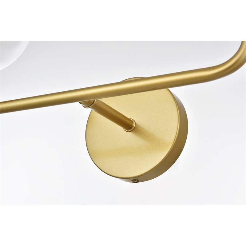 Living District Genesis 2-Light Iron & Glass Bath Sconce in Brass/Clear