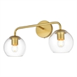 Living District Genesis 2-Light Iron & Glass Bath Sconce in Brass/Clear