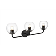 Living District Genesis 3-Light Iron & Glass Bath Sconce in Black/Clear