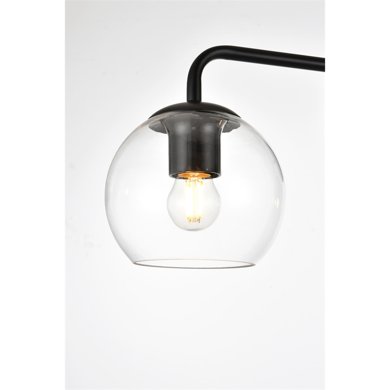 Living District Genesis 3-Light Iron & Glass Bath Sconce in Black/Clear