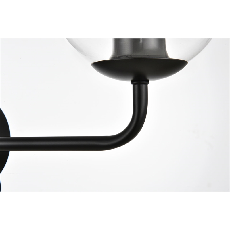Living District Genesis 3-Light Iron & Glass Bath Sconce in Black/Clear