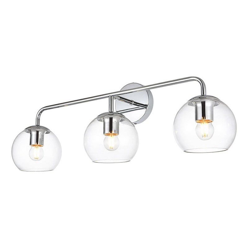Living District Genesis 3-Light Iron & Glass Bath Sconce in Chrome/Clear