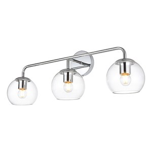 Living District Genesis 3-Light Iron & Glass Bath Sconce in Chrome/Clear