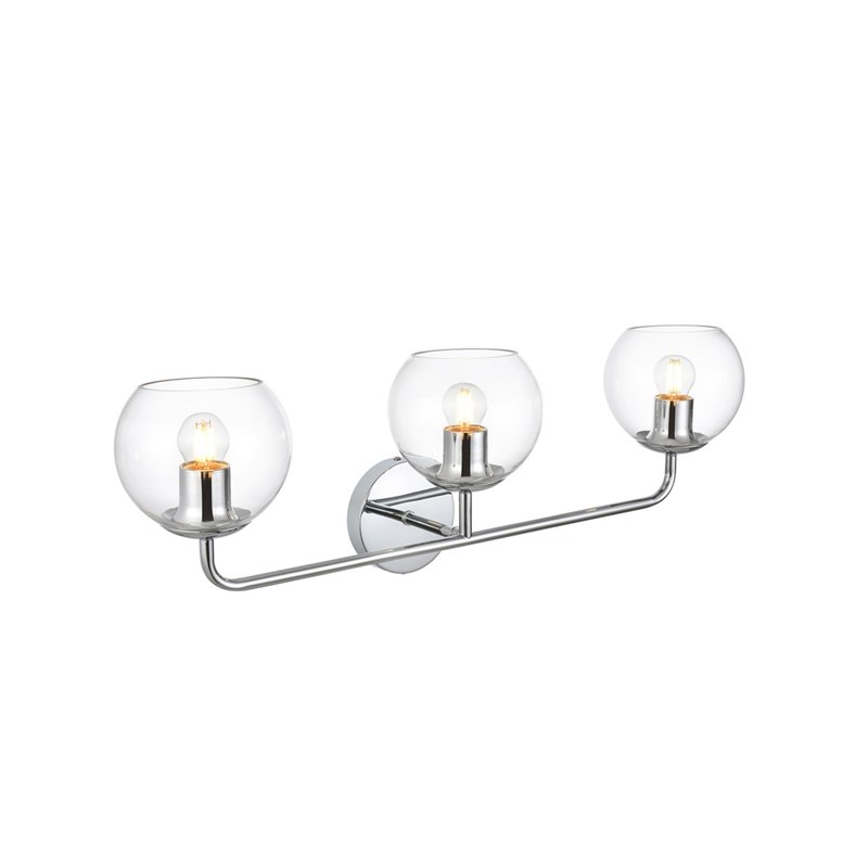 Living District Genesis 3-Light Iron & Glass Bath Sconce in Chrome/Clear