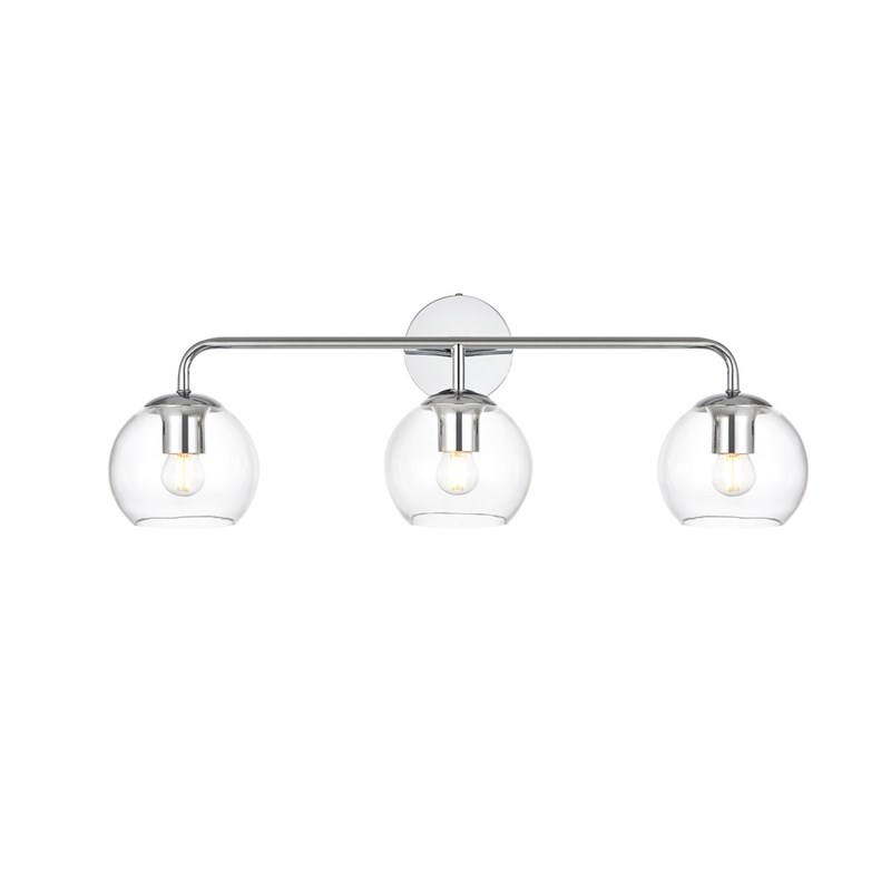 Living District Genesis 3-Light Iron & Glass Bath Sconce in Chrome/Clear