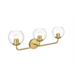 Living District Genesis 3-Light Iron & Glass Bath Sconce in Brass/Clear