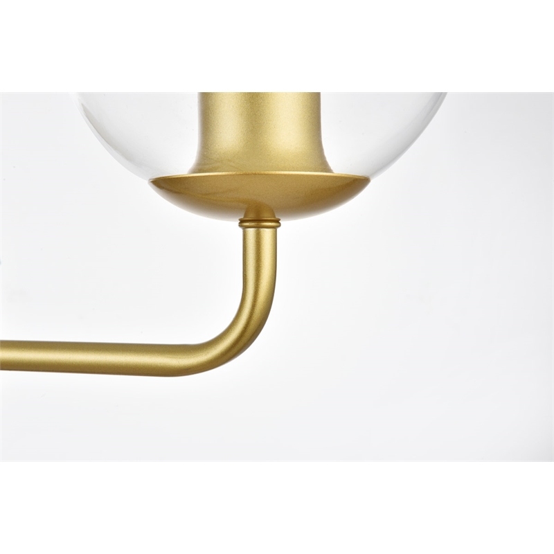 Living District Genesis 3-Light Iron & Glass Bath Sconce in Brass/Clear