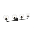 Living District Genesis 4-Light Iron & Glass Bath Sconce in Black/Clear