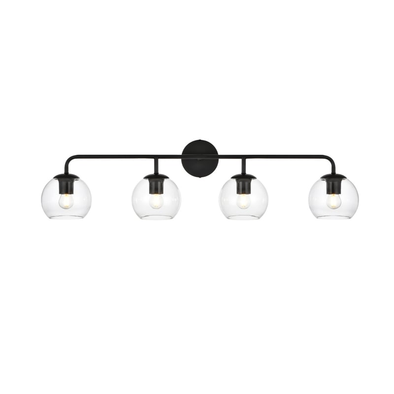 Living District Genesis 4-Light Iron & Glass Bath Sconce in Black/Clear