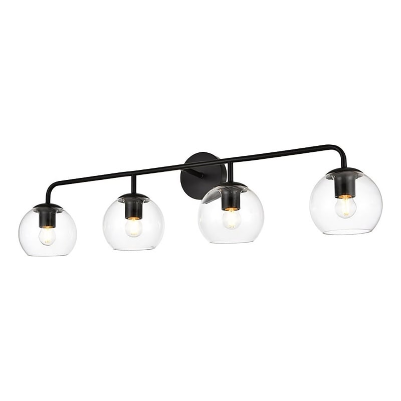 Living District Genesis 4-Light Iron & Glass Bath Sconce in Black/Clear