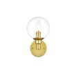 Living District Jaelynn 1-Light Iron & Glass Bath Sconce in Brass/Clear