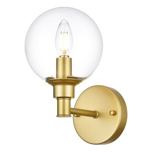 Living District Jaelynn 1-Light Iron & Glass Bath Sconce in Brass/Clear