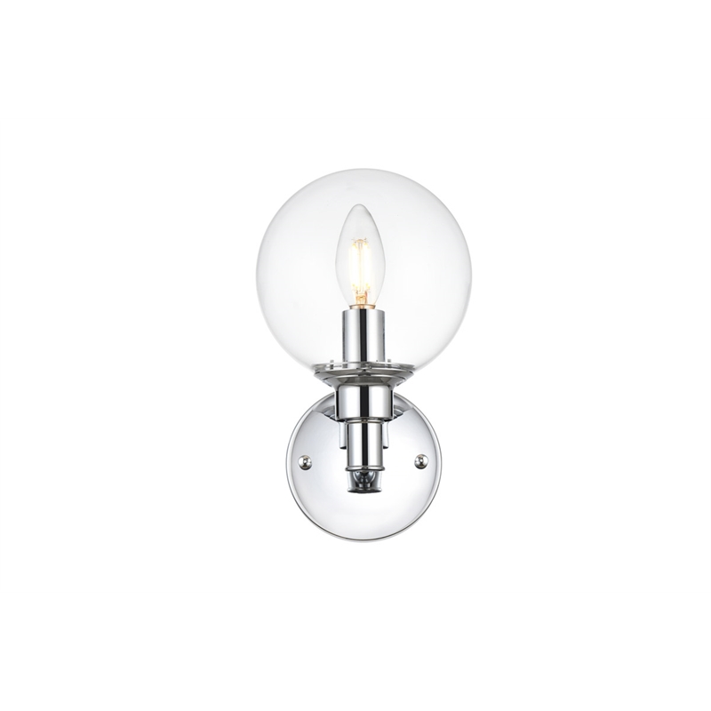 Living District Jaelynn 1-Light Iron & Glass Bath Sconce in Chrome/Clear