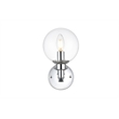 Living District Jaelynn 1-Light Iron & Glass Bath Sconce in Chrome/Clear