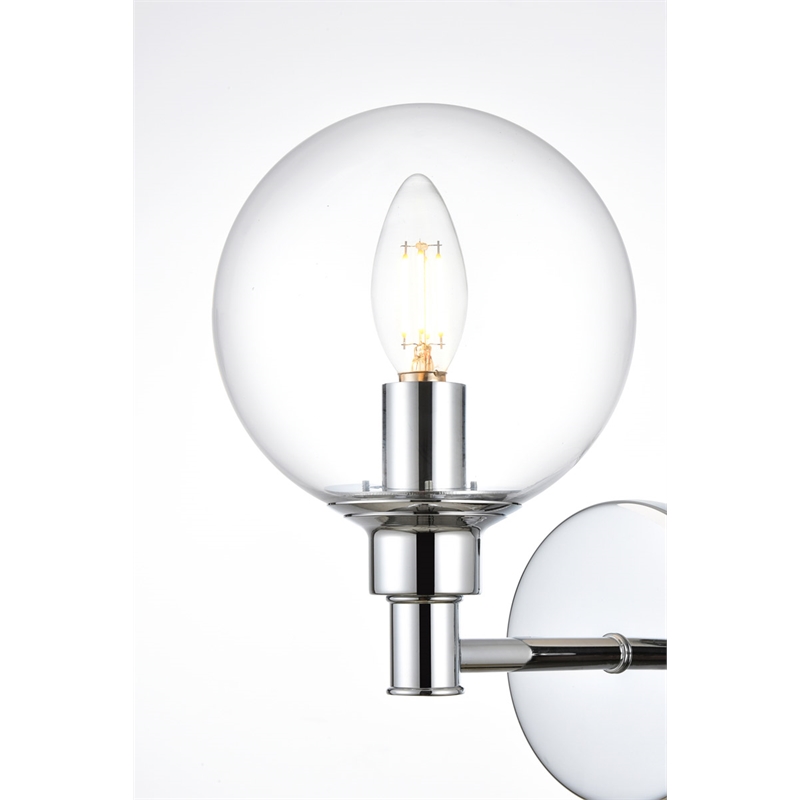 Living District Jaelynn 1-Light Iron & Glass Bath Sconce in Chrome/Clear