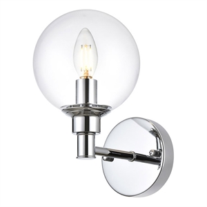 Living District Jaelynn 1-Light Iron & Glass Bath Sconce in Chrome/Clear
