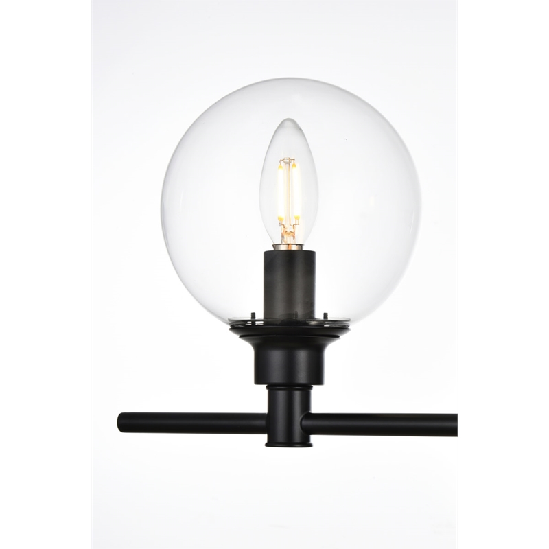Living District Jaelynn 2-Light Iron & Glass Bath Sconce in Black/Clear