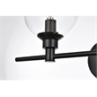 Living District Jaelynn 2-Light Iron & Glass Bath Sconce in Black/Clear