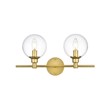 Living District Jaelynn 2-Light Iron & Glass Bath Sconce in Brass/Clear