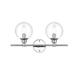 Living District Jaelynn 2-Light Iron & Glass Bath Sconce in Chrome/Clear