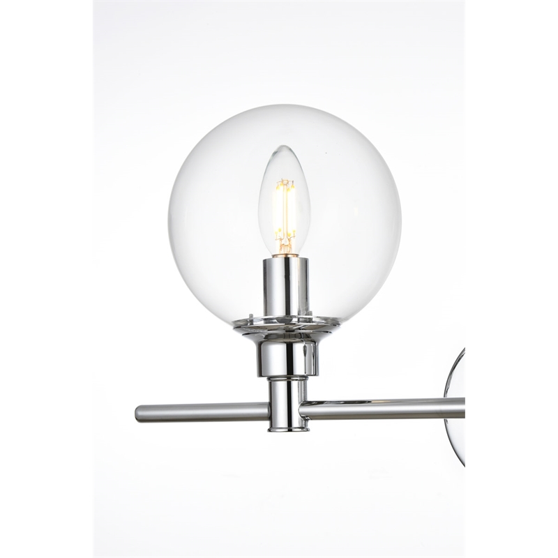 Living District Jaelynn 2-Light Iron & Glass Bath Sconce in Chrome/Clear