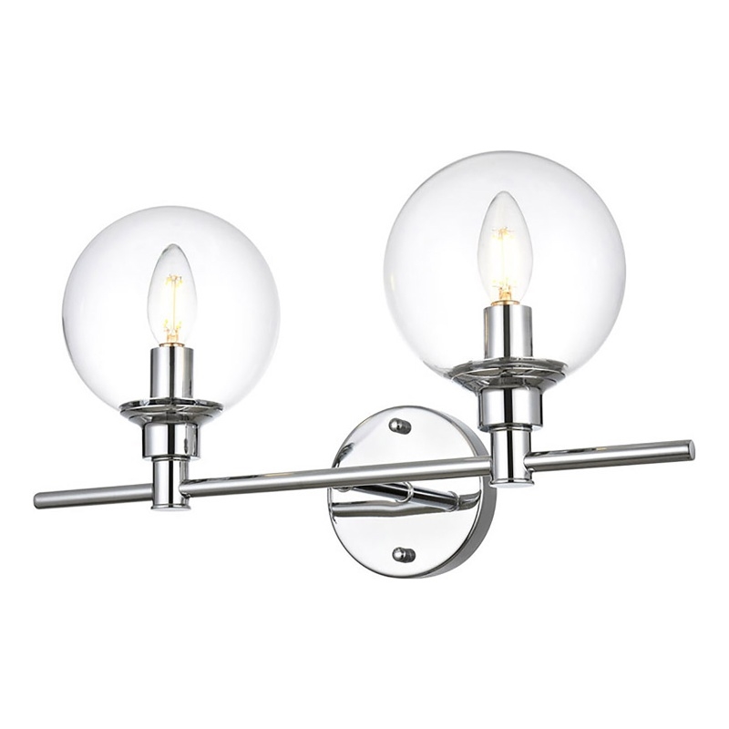 Living District Jaelynn 2-Light Iron & Glass Bath Sconce in Chrome/Clear