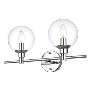 Living District Jaelynn 2-Light Iron & Glass Bath Sconce in Chrome/Clear