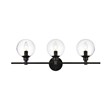 Living District Jaelynn 3-Light Iron & Glass Bath Sconce in Black/Clear