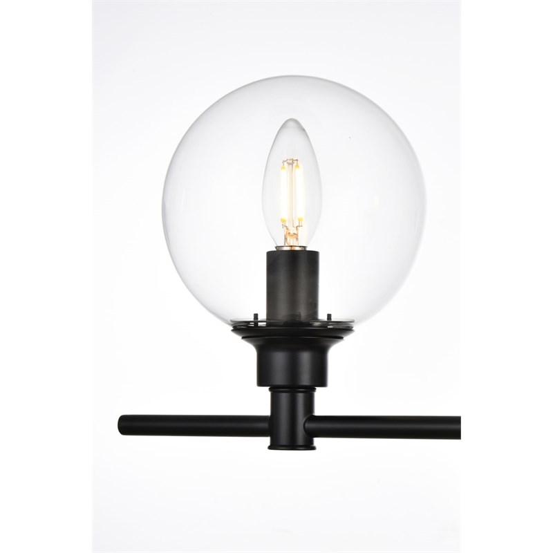 Living District Jaelynn 3-Light Iron & Glass Bath Sconce in Black/Clear