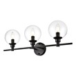 Living District Jaelynn 3-Light Iron & Glass Bath Sconce in Black/Clear