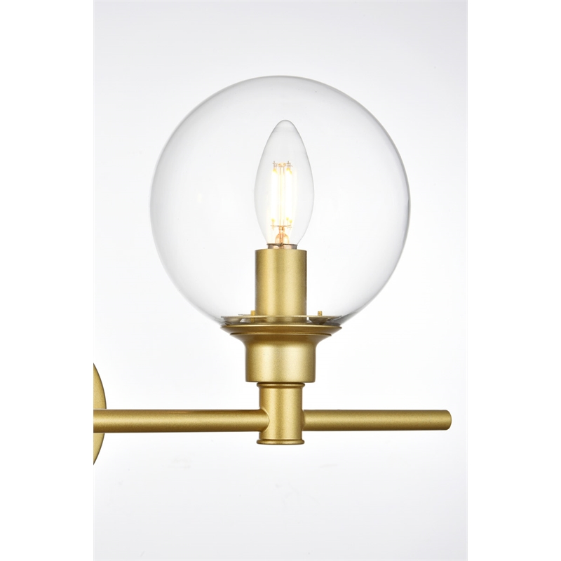 Living District Jaelynn 3-Light Iron & Glass Bath Sconce in Brass/Clear