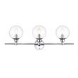 Living District Jaelynn 3-Light Iron & Glass Bath Sconce in Chrome/Clear