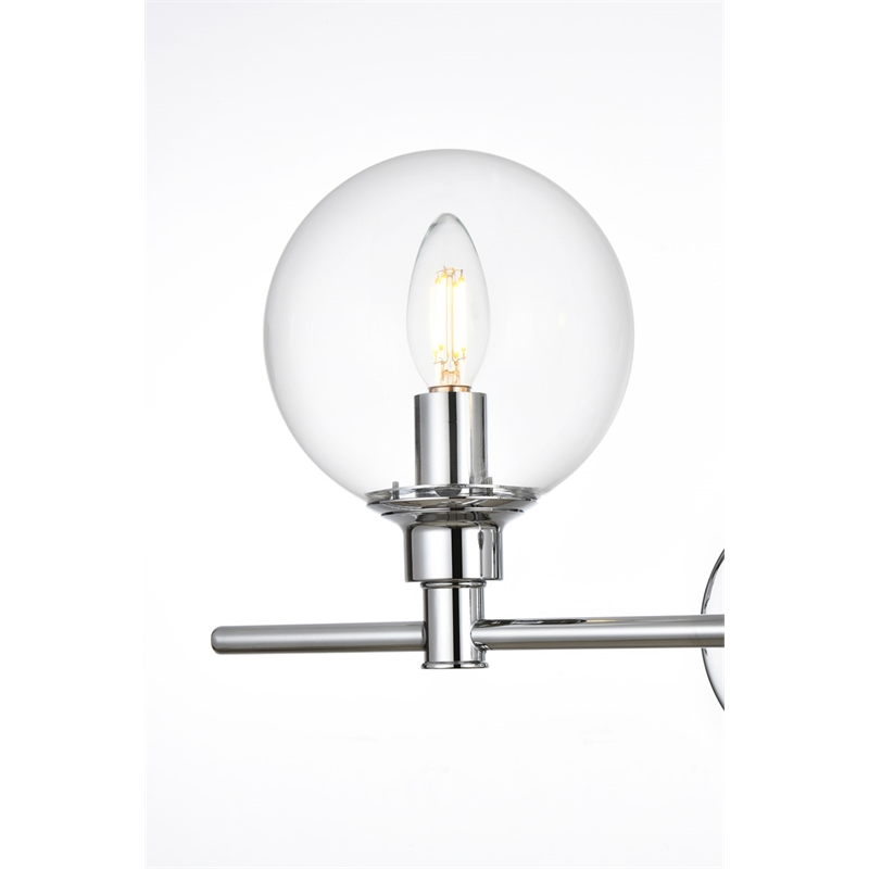 Living District Jaelynn 3-Light Iron & Glass Bath Sconce in Chrome/Clear