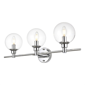 Living District Jaelynn 3-Light Iron & Glass Bath Sconce in Chrome/Clear
