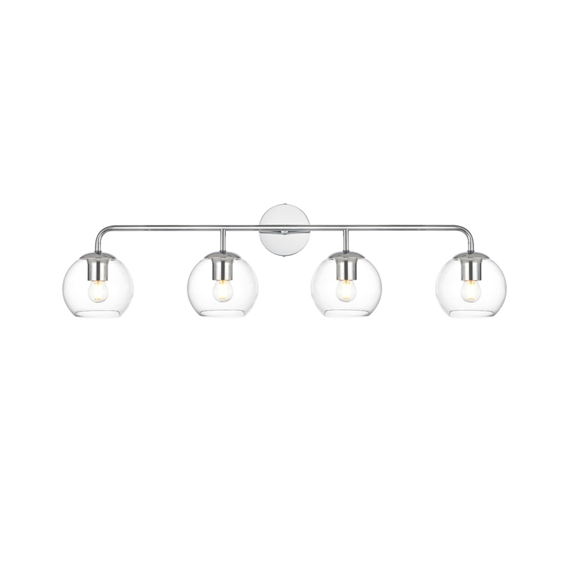 Living District Genesis 4-Light Iron & Glass Bath Sconce in Chrome/Clear