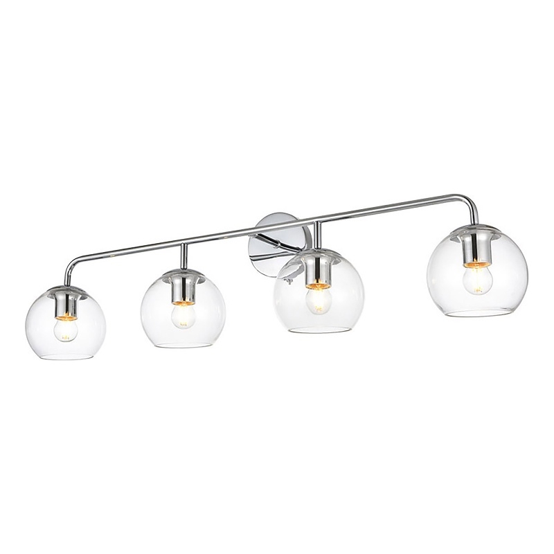 Living District Genesis 4-Light Iron & Glass Bath Sconce in Chrome/Clear