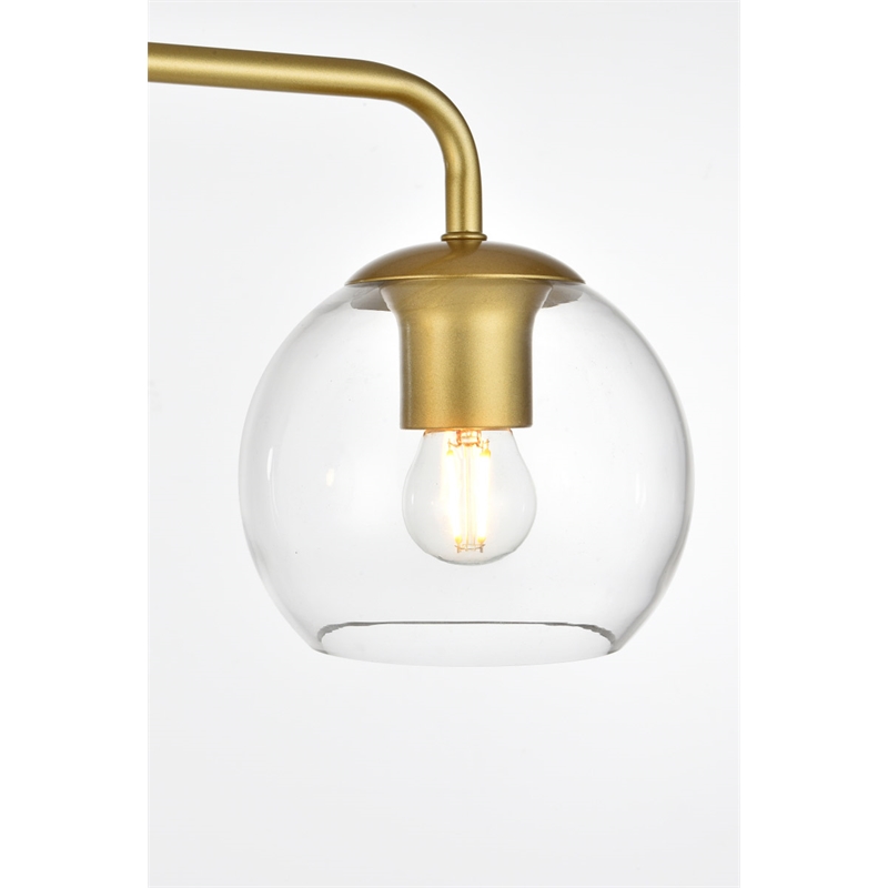 Living District Genesis 4-Light Iron & Glass Bath Sconce in Brass/Clear