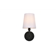 Living District Colson 1-Light Metal & Fabric Bath Sconce in Black/White
